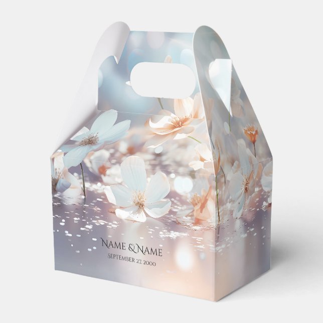 White Peach Floral Favor Box (Front Side)
