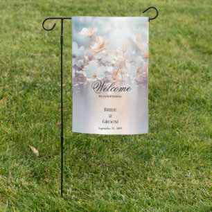 White Peach Floral Garden Flag