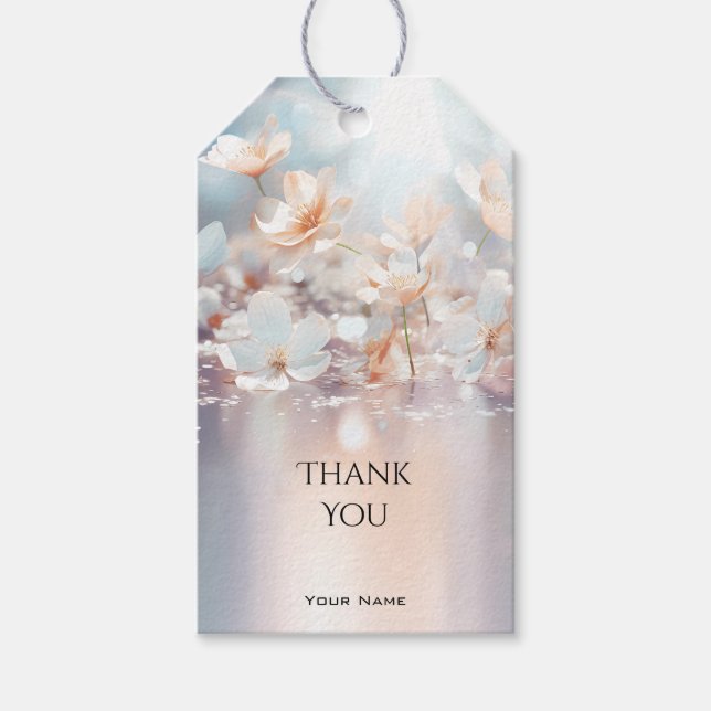 White Peach Floral Gift Tag (Front)