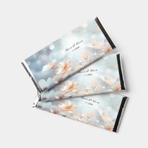 White Peach Floral Hershey Bar Favors