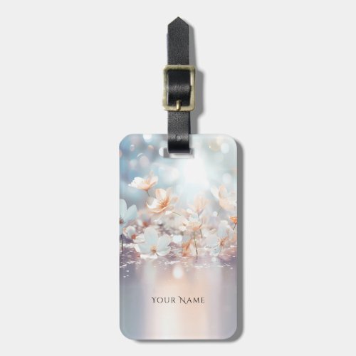 White Peach Floral Luggage Tag