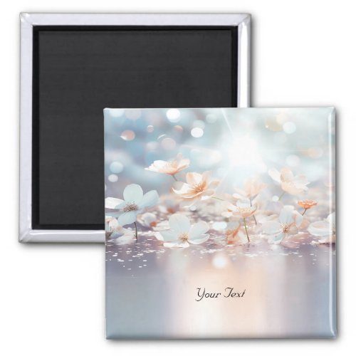 White Peach Floral Magnet