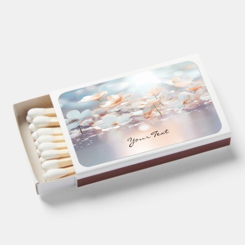 White Peach Floral Matchboxes