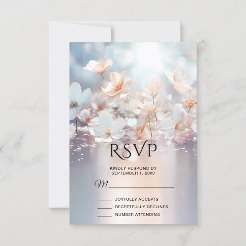 White Peach Floral RSVP Card