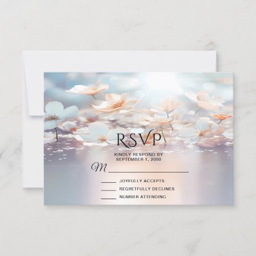 White Peach Floral RSVP Card