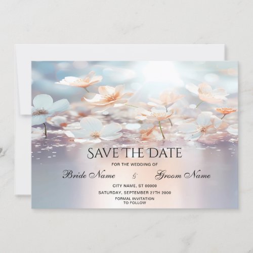 White Peach Floral Save The Date
