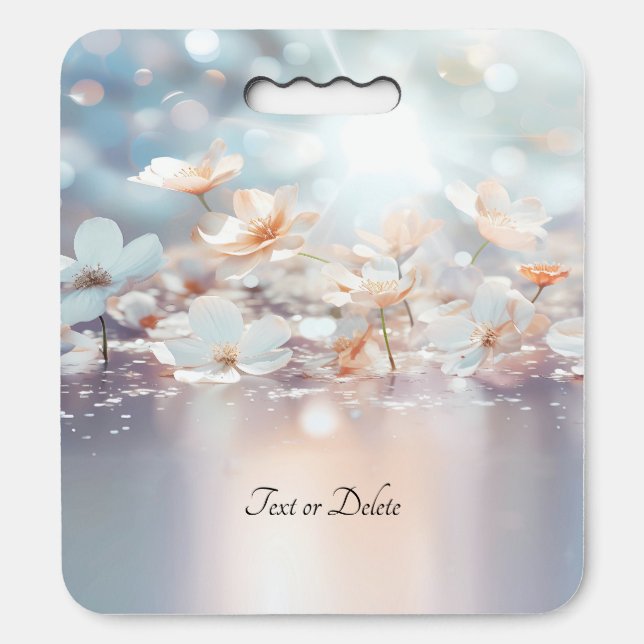 White Peach Floral Stadium Seat Cushion (Front Vertical)