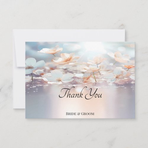 White Peach Floral Thank You Card
