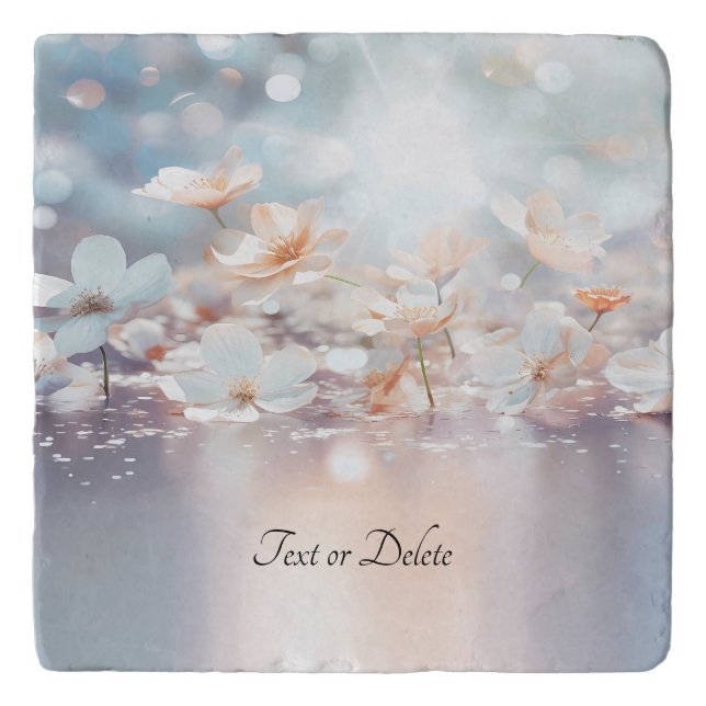 White Peach Floral Trivet (Front)