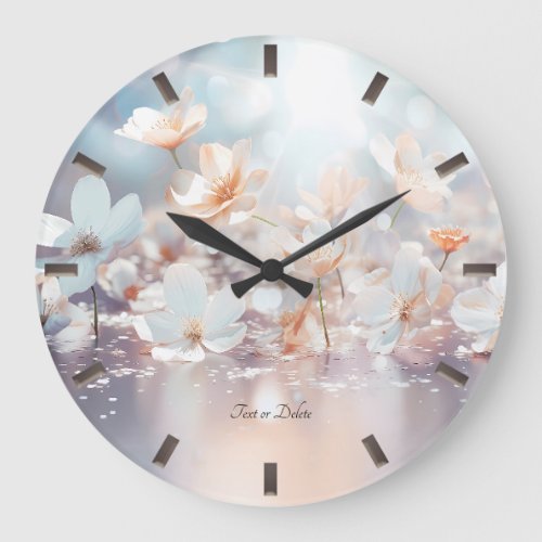 White Peach Floral Wall Clock