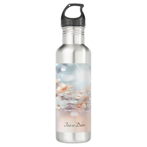 White Peach Floral Water Bottle