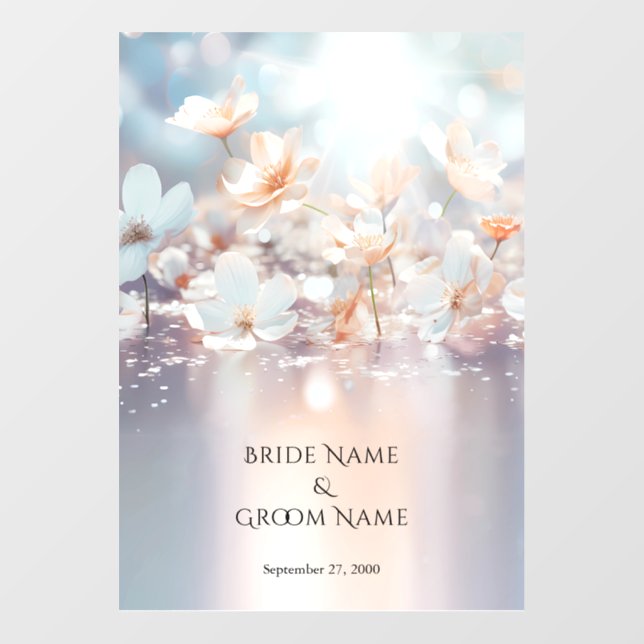 White Peach Floral Wedding Floor Decal (Front)