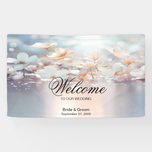 White Peach Floral Welcome Banner