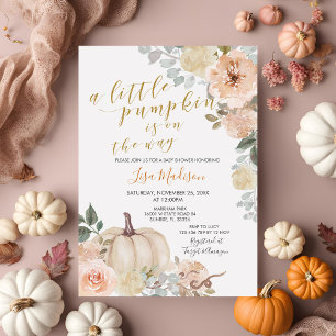 White Peach Little Pumpkin is on the way Invitation