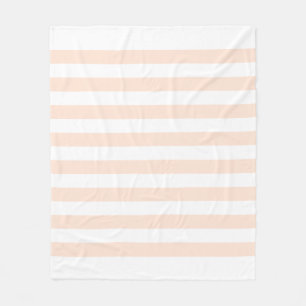 White & Peach Pastel Lines Pattern Fleece Blanket