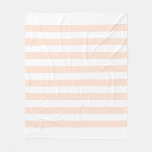 White & Peach Pastel Lines Pattern Fleece Blanket (Front)