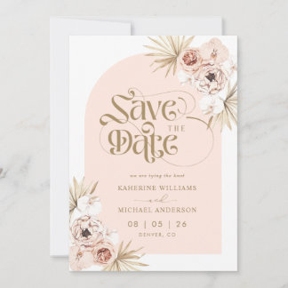 White Peach Pink Floral Save The Date Invitations
