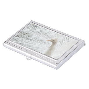 White Peacock beautiful feathers Business Card Case