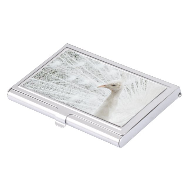 White Peacock beautiful feathers Business Card Case (Front)