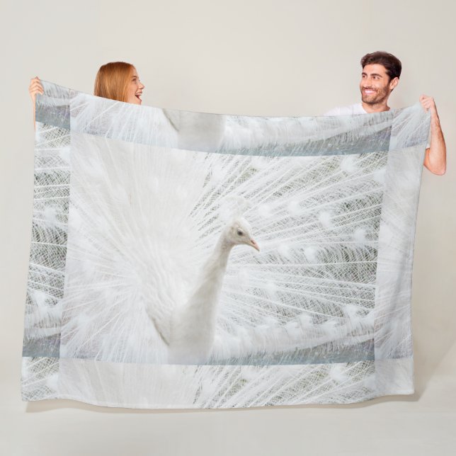 White Peacock beautiful feathers  Fleece Blanket (In Situ)