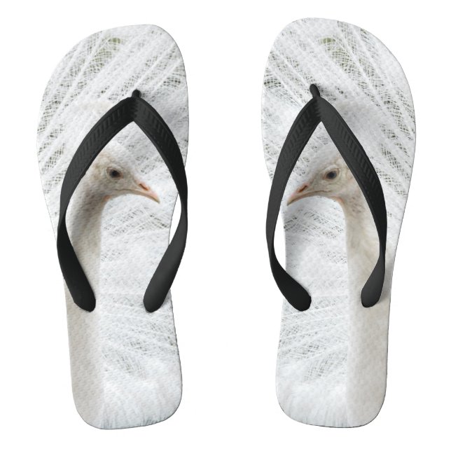 White Peacock beautiful feathers  Flip Flops (Footbed)