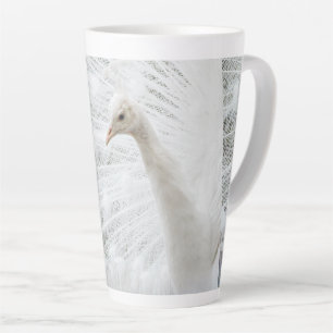White Peacock beautiful feathers Latte Mug