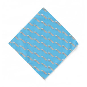 White peacock bird cartoon illustration bandana