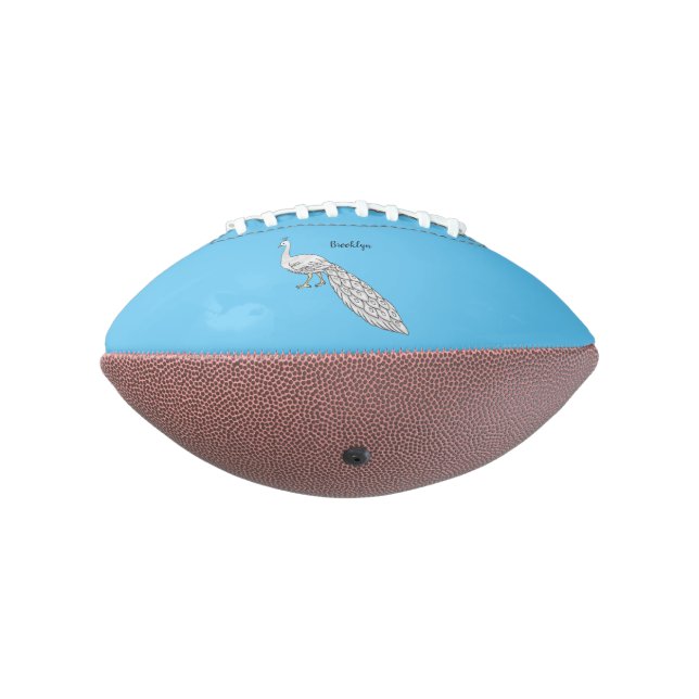 White peacock bird cartoon illustration  football (Rotated 270)