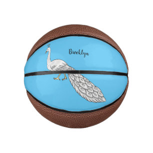 White peacock bird cartoon illustration mini basketball