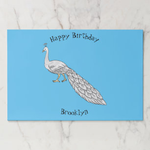 White peacock bird cartoon illustration paper pad