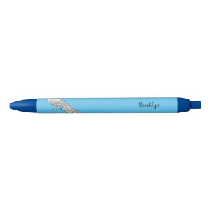 White peacock bird cartoon illustration pen
