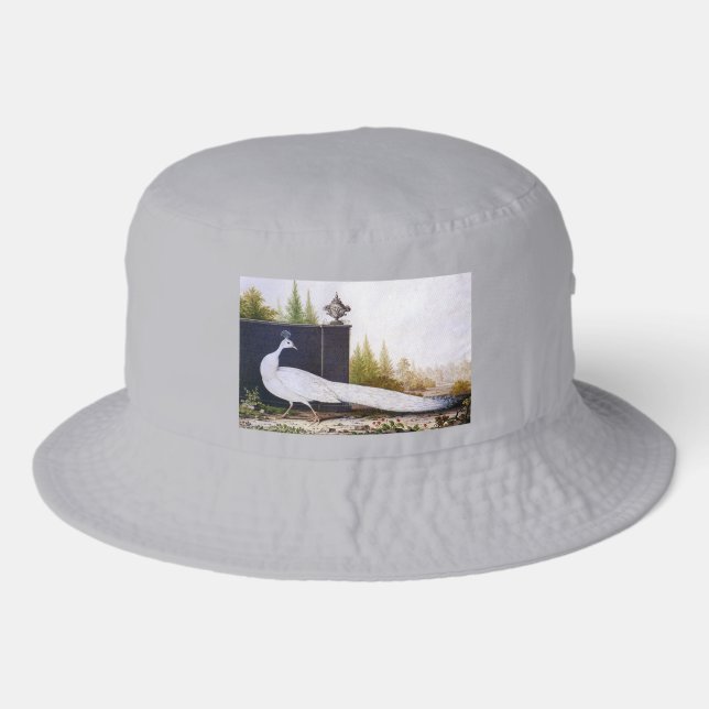 White Peacock Bucket Hat (Front)