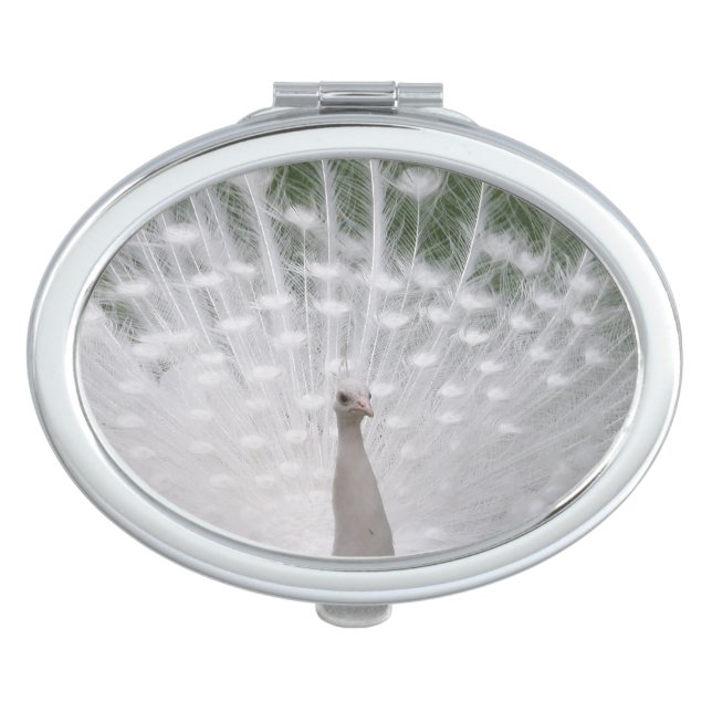 White Peacock Compact Mirror (Front)