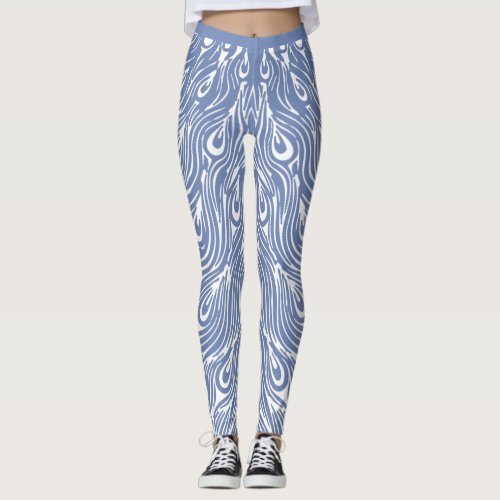 White Peacock Design Leggings