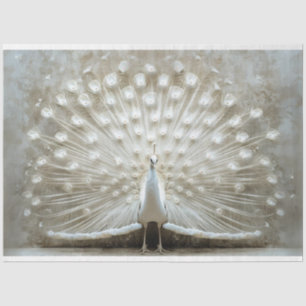 White Peacock Feathers Unfurled Decoupage Tissue Paper