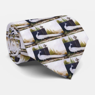 White Peacock Neck Tie