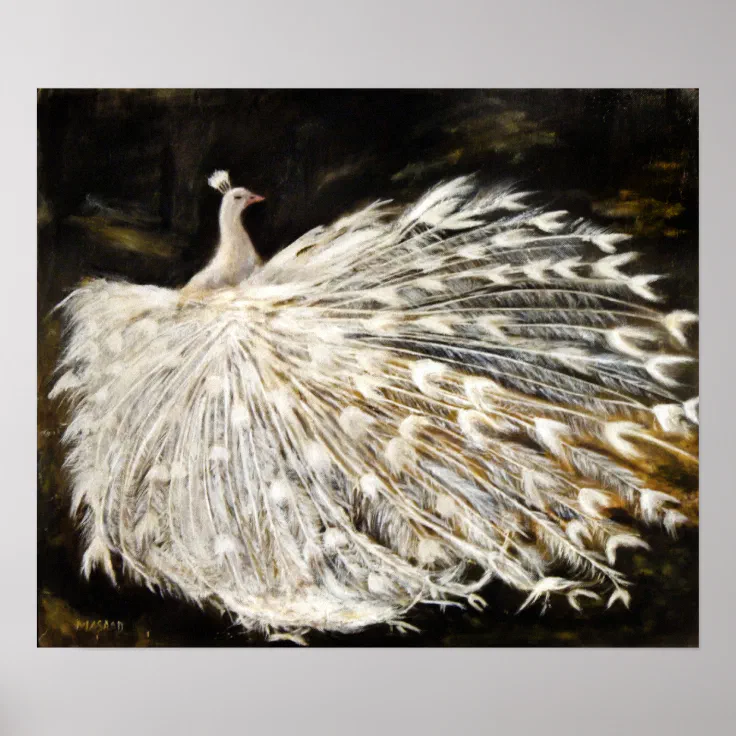 white peacock paintings