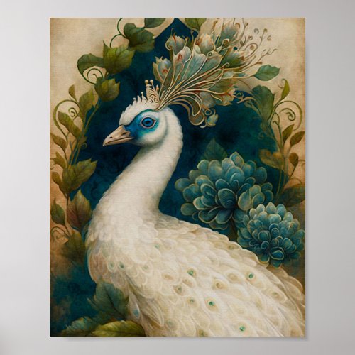 White Peacock Poster