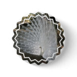 White Peacock Round Button