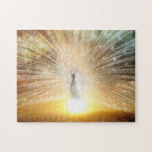 White Peacock Sunrise Fantasy Puzzle