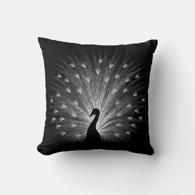 White peacock throw pillow (Front)
