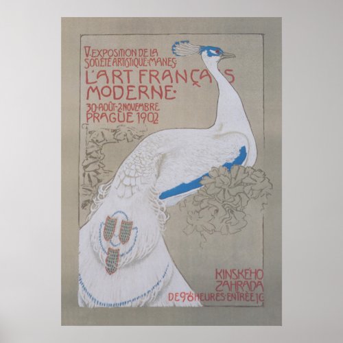 White Peacock Vintage Poster
