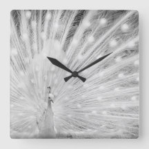 White Peacock Wall Decor Clock