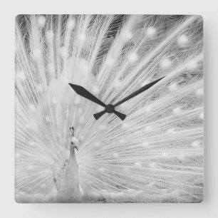 White Peacock Wall Decor Clock