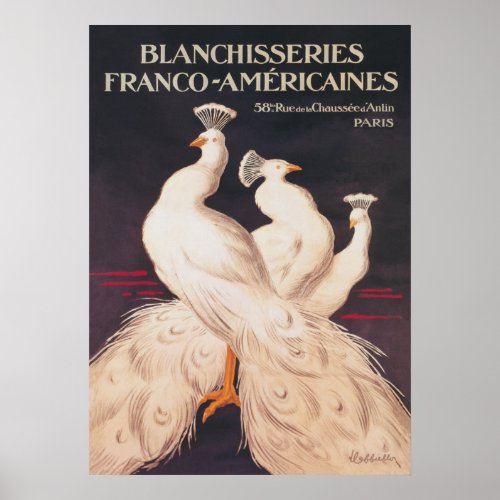 White Peacocks Vintage Poster