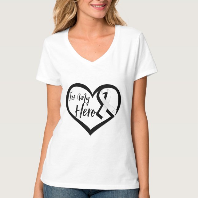 White Pearl Awareness Ribbon For My Hero T-Shirt (Front)