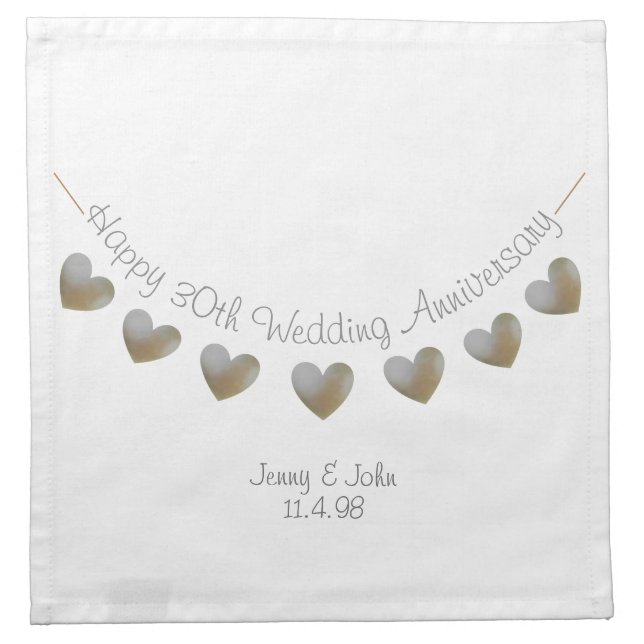 White Pearl bunting 30th Wedding Anniversary Cloth Napkin (Front)