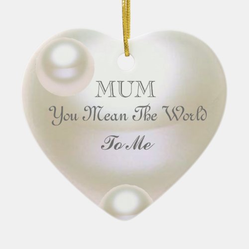 White Pearl Effect Editable Mothers Day  Ceramic Ornament