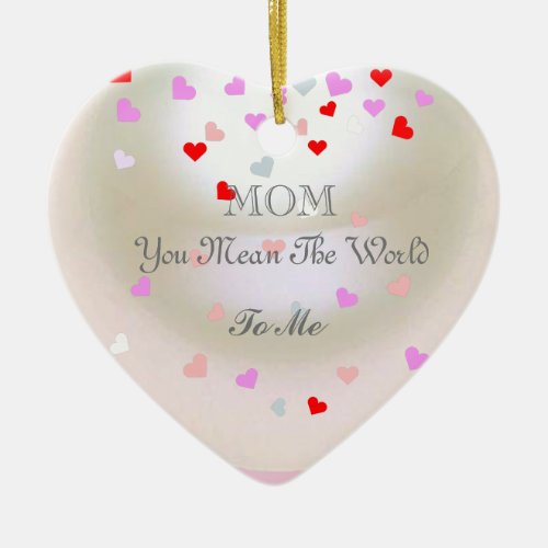 White Pearl Effect Editable Mothers Day Ceramic Ornament