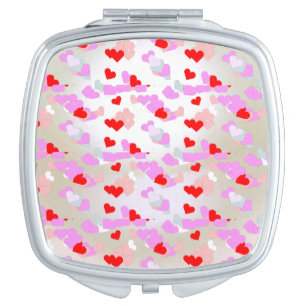 White Pearl Effect with hearts Compact Mirror